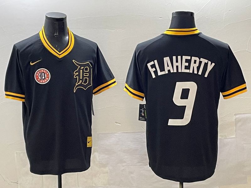 Men Detroit Tigers #9 Flaherty Black Gold Game 2025 Nike MLB Jersey style 6